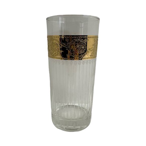 Vintage Culver Tyrol highball Glass Home Bar Gold Band - Picture 1 of 5